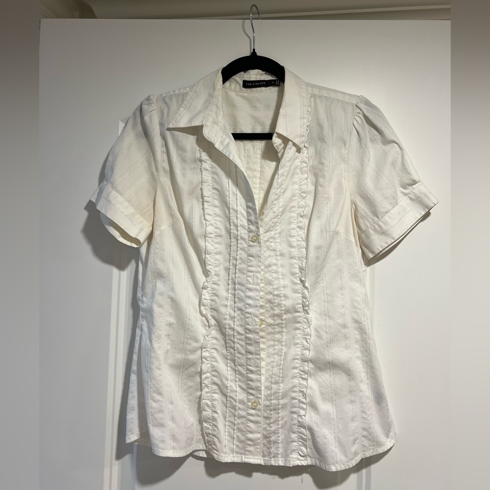 The Limited White Ruffle Blouse